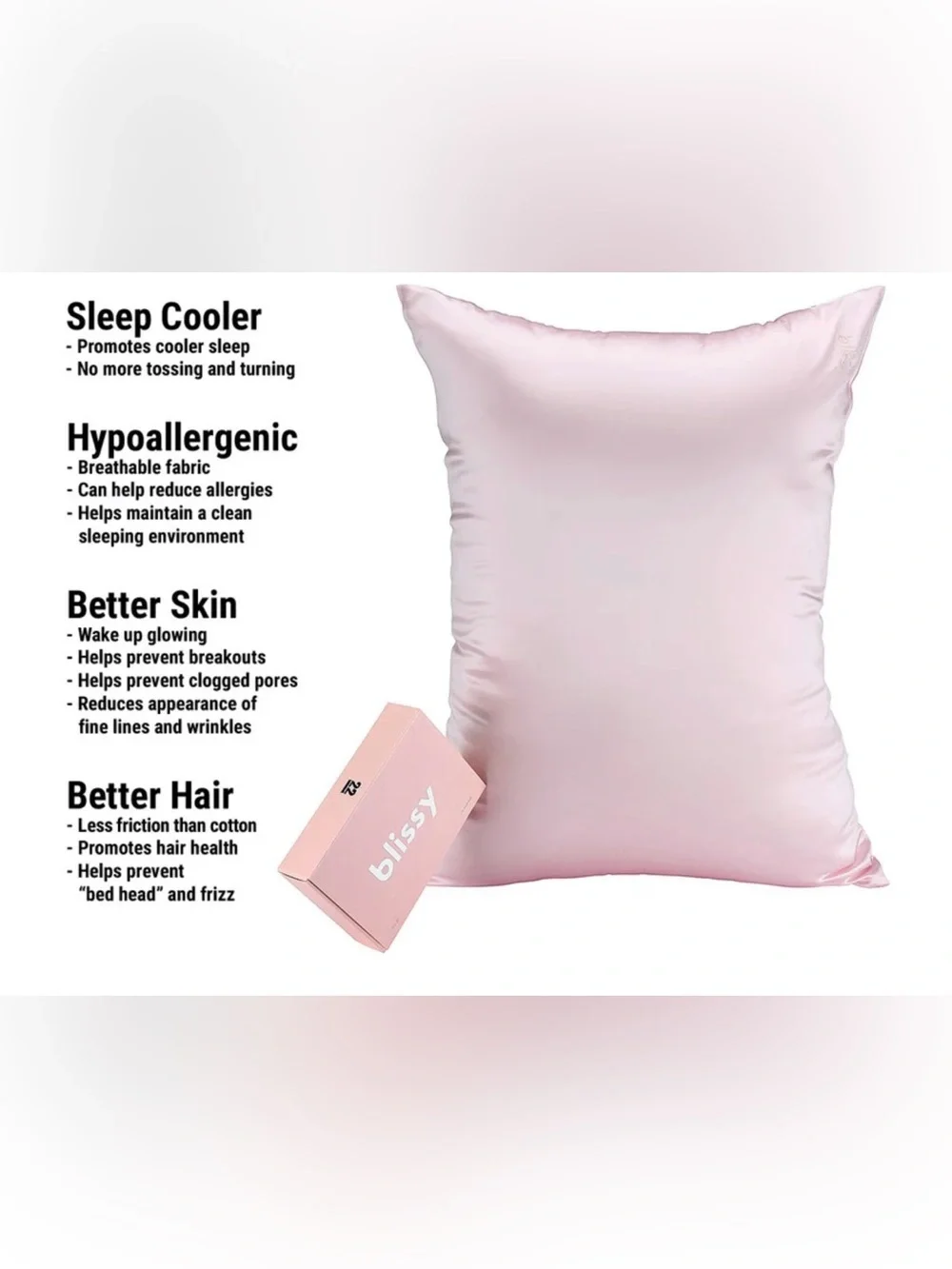Blissy - 100% Mulberry Silk Pillowcase - Blush Pink